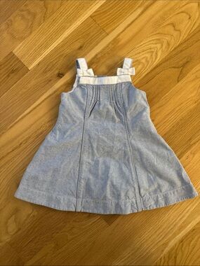 Janie and Jack Chambray Blue and White Cotton Sundress size 12-18m